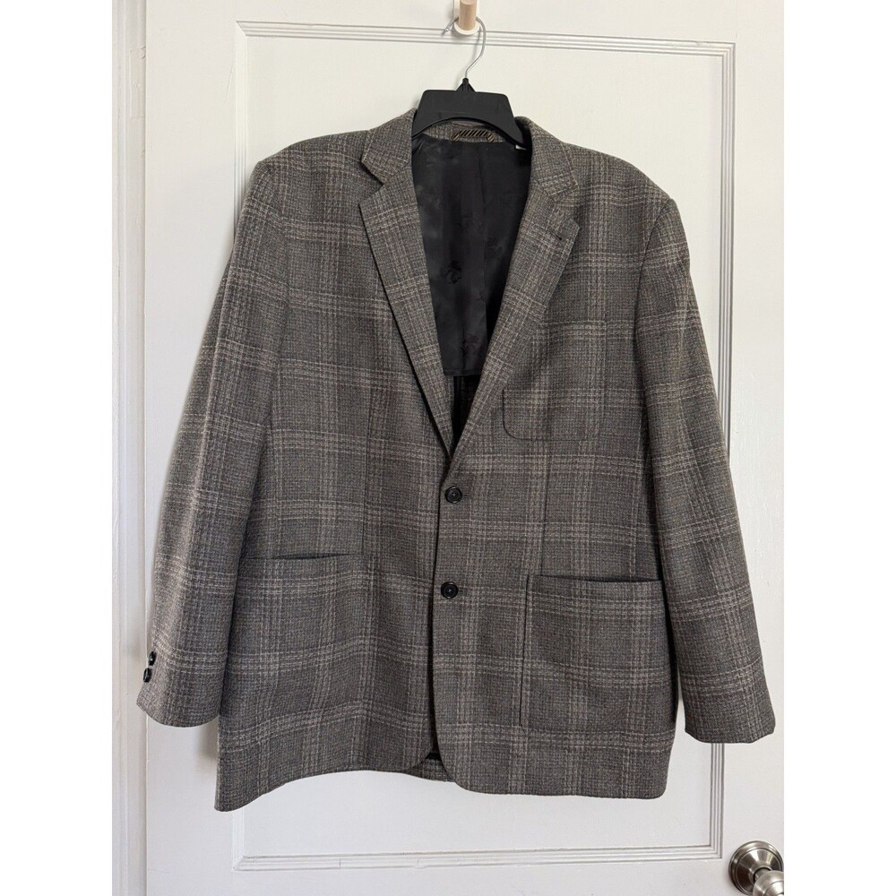 Billy Reid Mens 42R Brown Gray Plaid Blazer Sport Coat 100% Virgin Wool Italy